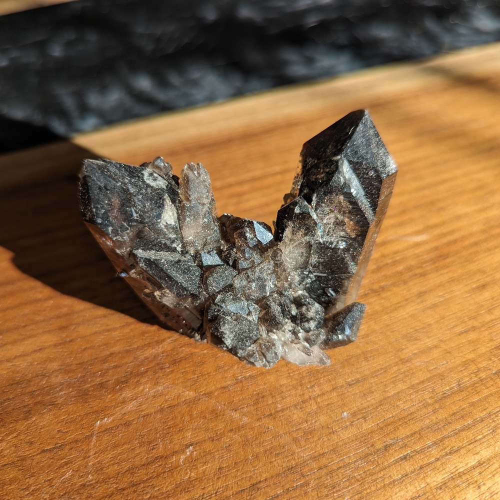 Natural Smoky Quartz Crystal Cluster - Dark Brown Gemstone
